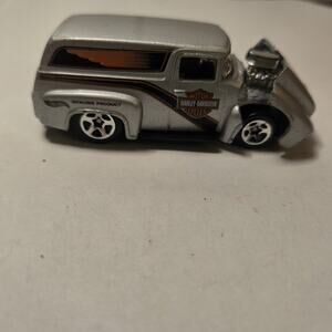Hot Wheels 56 Ford Silver Panel Truck Harley Davidson 1/64 Hood Opens 1999 Vtg